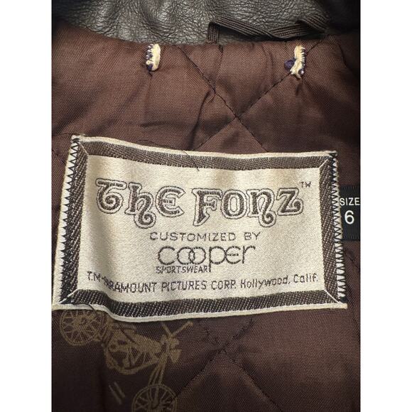 Vintage The Fonz jacket brown leather jacket kids size 6 Customized by Cooper - Picture 5 of 5